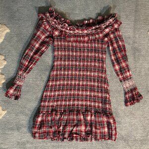 Pilcro Smocked Plaid Mini Dress (XS, NWT)
